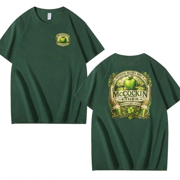 MCCOCKIN CIDER Funny name T Shirt, Unisex Cotton, St Patricks Day for men and women