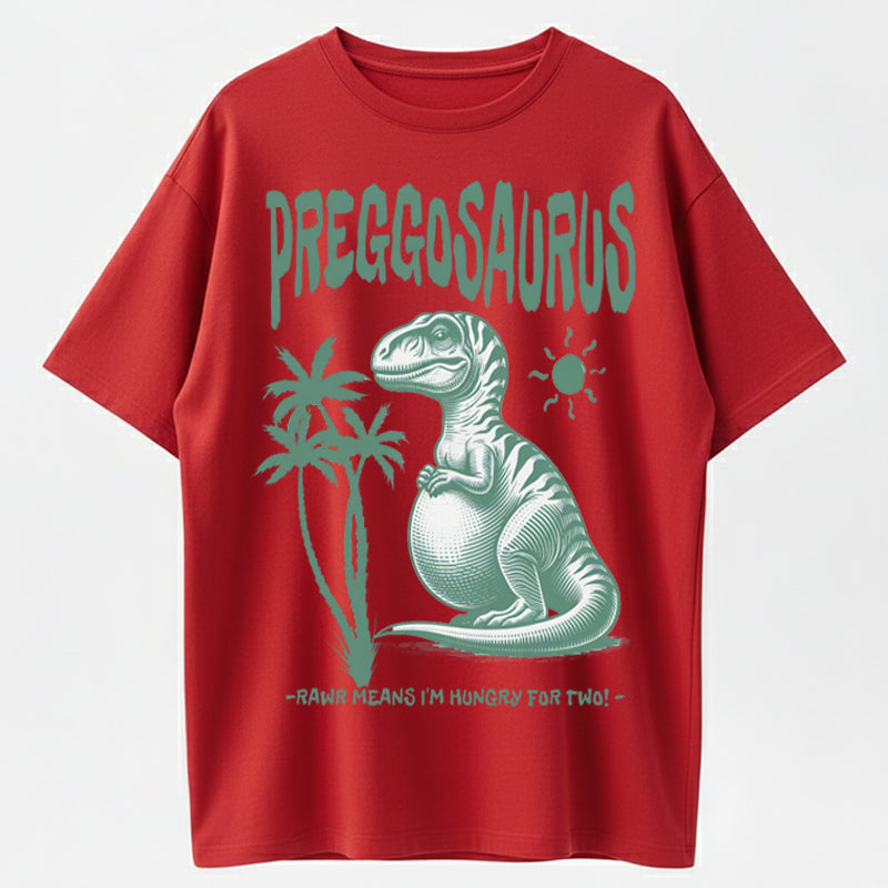 Preggosaurus Rawr Means I'm Hungry For Two Pregnancy Announcement Tee