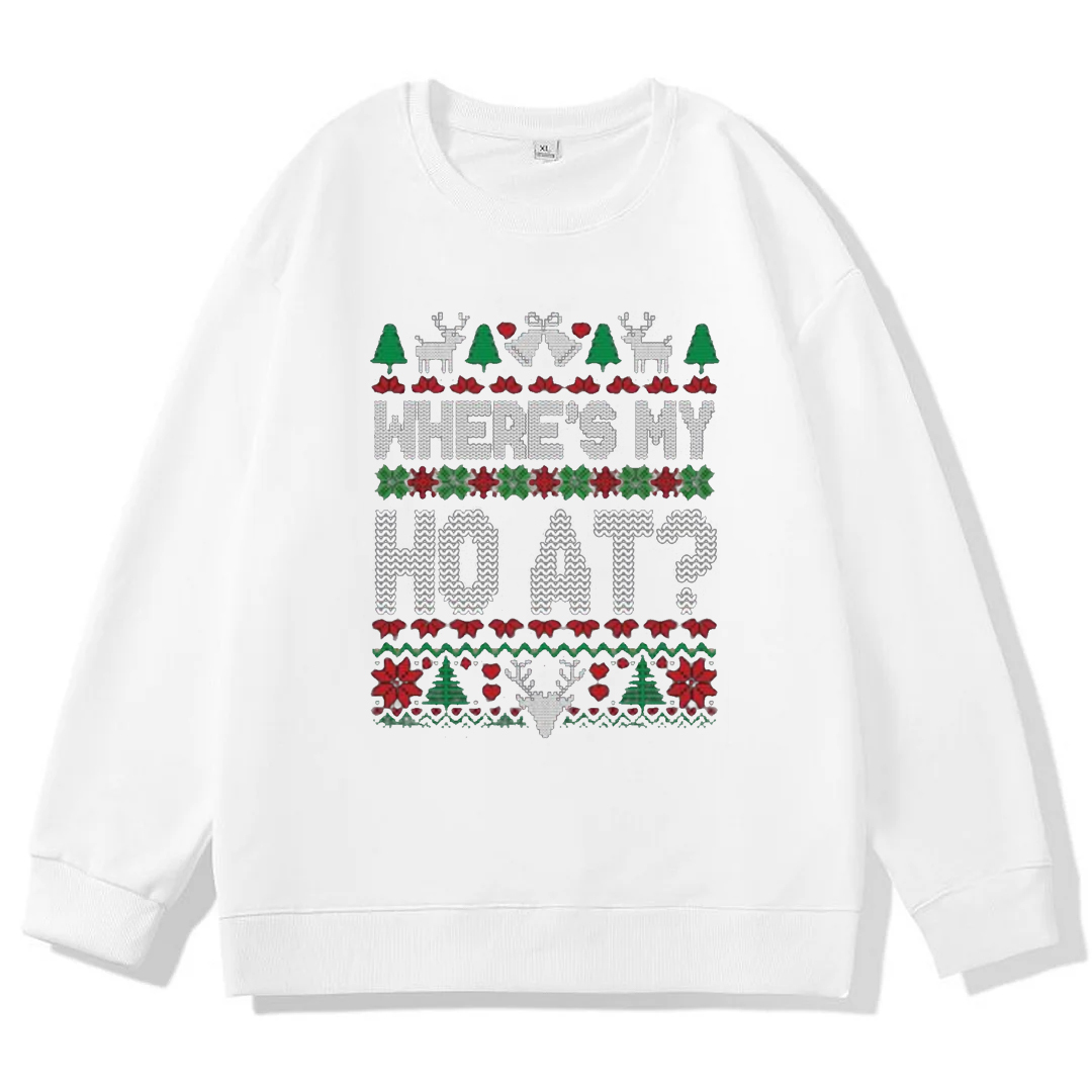 （Includes two styles）Where My Ho's At Ho Matching Couple Christmas Ugly Sweater Sweatshirt