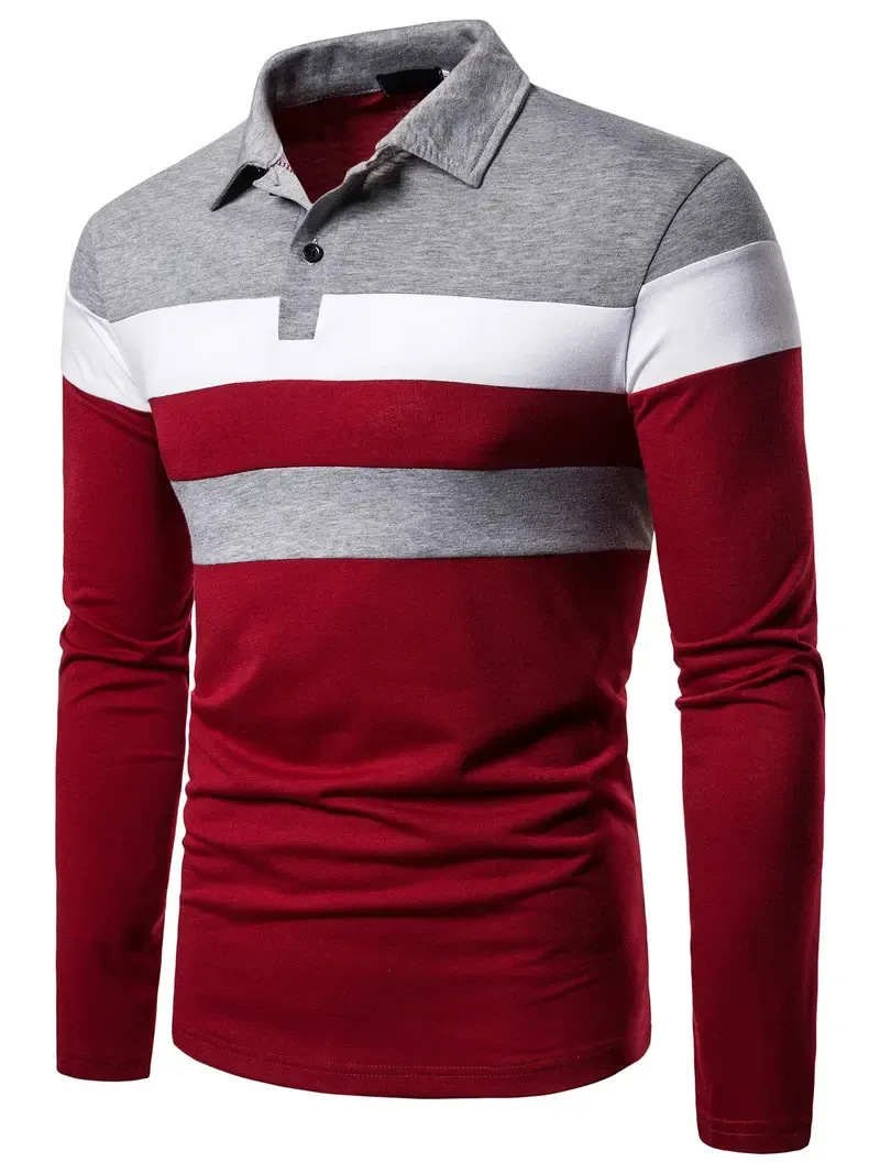 Men's Patchwork Print Long Sleeve Polo Shirt, Polo Style Regular Fit Casual Button Front Collared Top for Fall & Winter, Men's Clothes for Daily Wear, Fabric, Menswear, Casual Polo Shirts, Buttoned Polo Shirt Men's Patchwork Print Long Sleeve Polo Shirt, Polo Style Regular Fit Casual Button Front Collared Top for Fall & Winter, Men's Clothes for Daily Wear, Fabric, Menswear, Casual Polo Shirts, Buttoned Polo Shirt