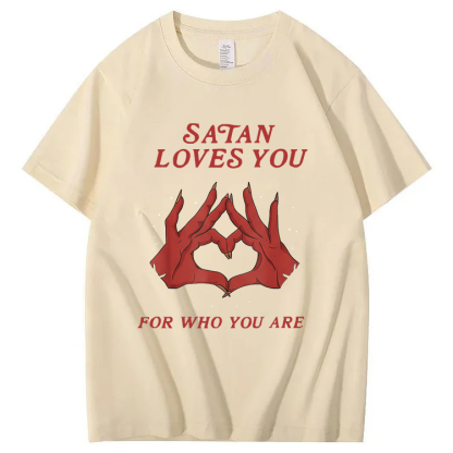"Satan Loves You"Retro Edgy T-Shirt