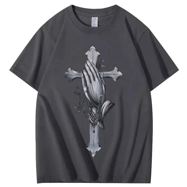 "Praying Hands Cross" Short-Sleeved T-shirt