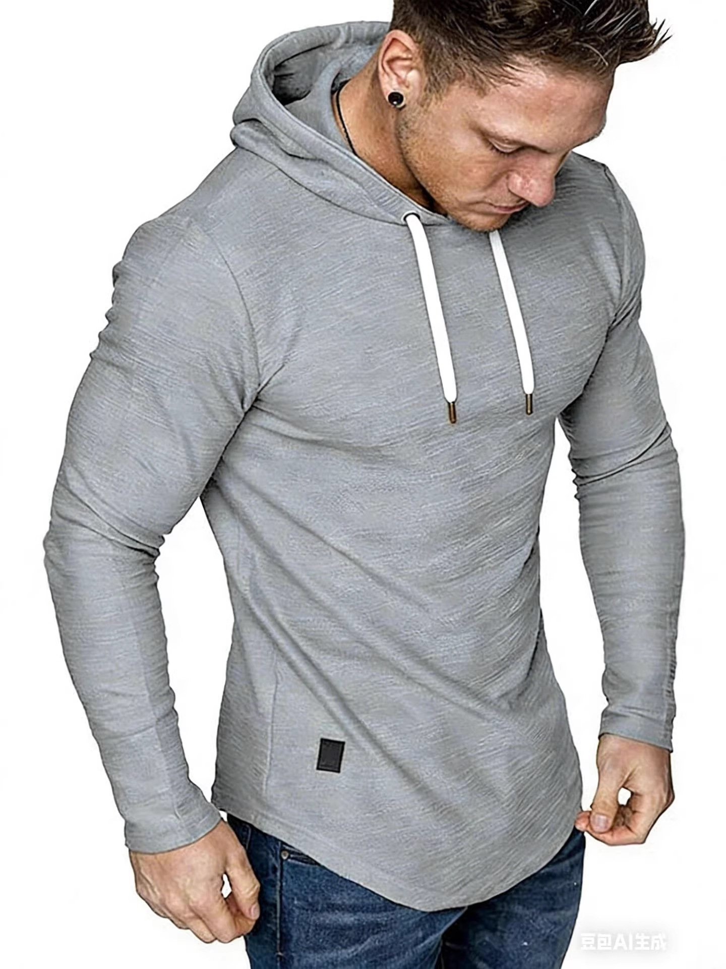 Men's fashionable hooded long-sleeved sports sweatshirt