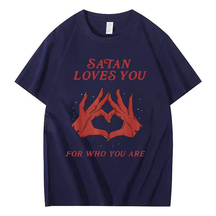 "Satan Loves You"Retro Edgy T-Shirt