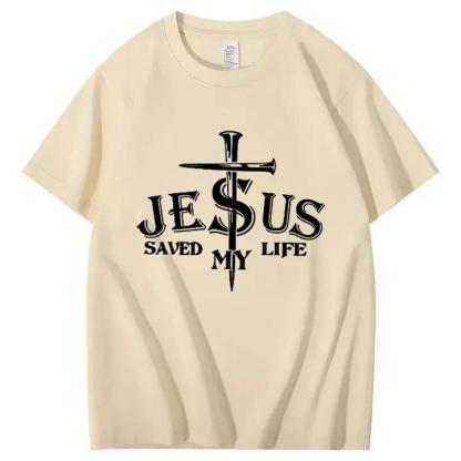 "Jesus Saved My Life" Cross-themed Short-Sleeve T-Shirt