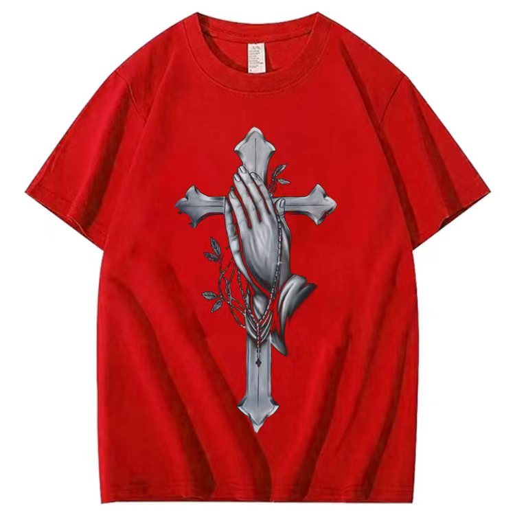"Praying Hands Cross" Short-Sleeved T-shirt