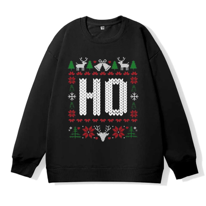 （Includes two styles）Where My Ho's At Ho Matching Couple Christmas Ugly Sweater Sweatshirt