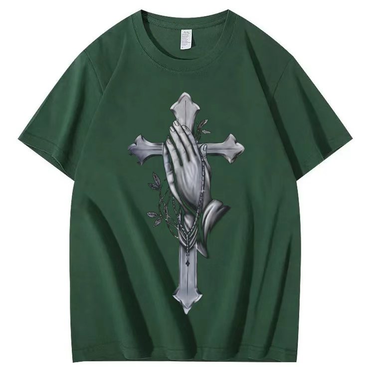 "Praying Hands Cross" Short-Sleeved T-shirt