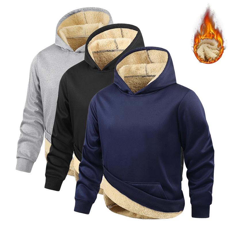 Men's Hoodie Winter Thick Warm Fleece Lined Pullover Sweatshirt