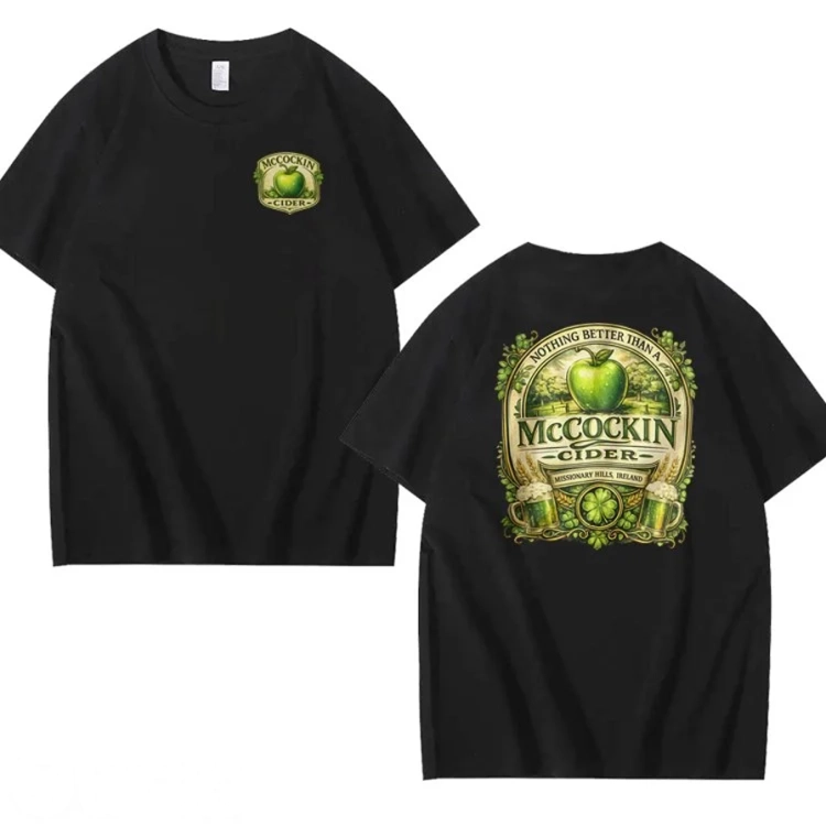 MCCOCKIN CIDER Funny name T Shirt, Unisex Cotton, St Patricks Day for men and women