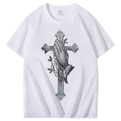 "Praying Hands Cross" Short-Sleeved T-shirt