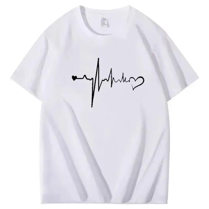 Heartbeat and Heart Line Minimalist Short-Sleeve T-Shirt