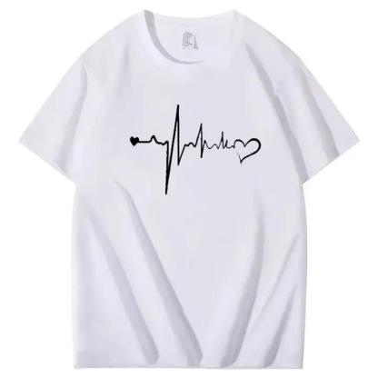 Heartbeat and Heart Line Minimalist Short-Sleeve T-Shirt