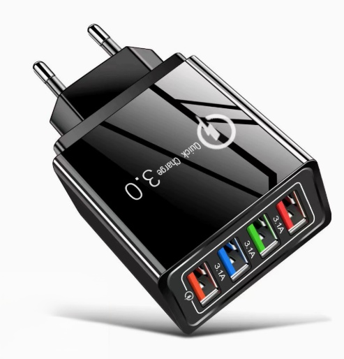 【Zvýšení výdrž mobilního telefonu】Cestovní nabíječka se čtyřmi porty⚡Nabíjí až 10× rychleji než běžné nabíječky  🔋Dejte sbohem sekání a přehřívání telefonu.   ✅ Kompatibilní se všemi zařízeními iPhone a Android. 100% záruka vrácení peněz.