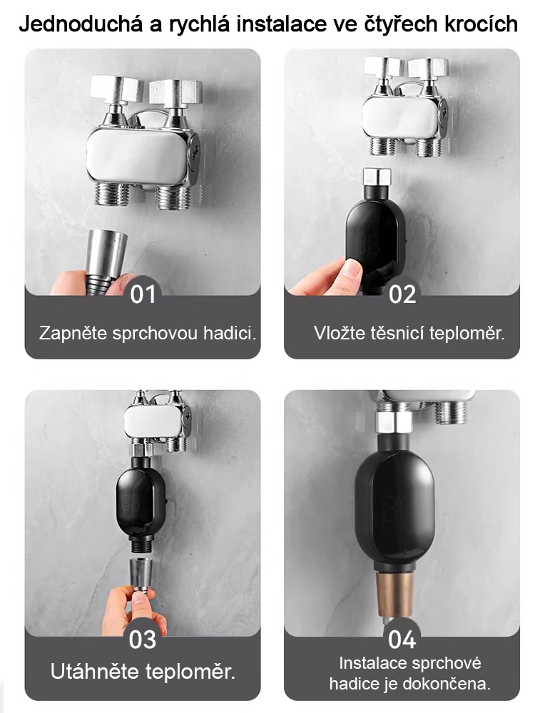 Inteligentní vodotěsný teplotní displej pro sprchovou hlavici ?Teplá voda bez elektřiny a plynu!