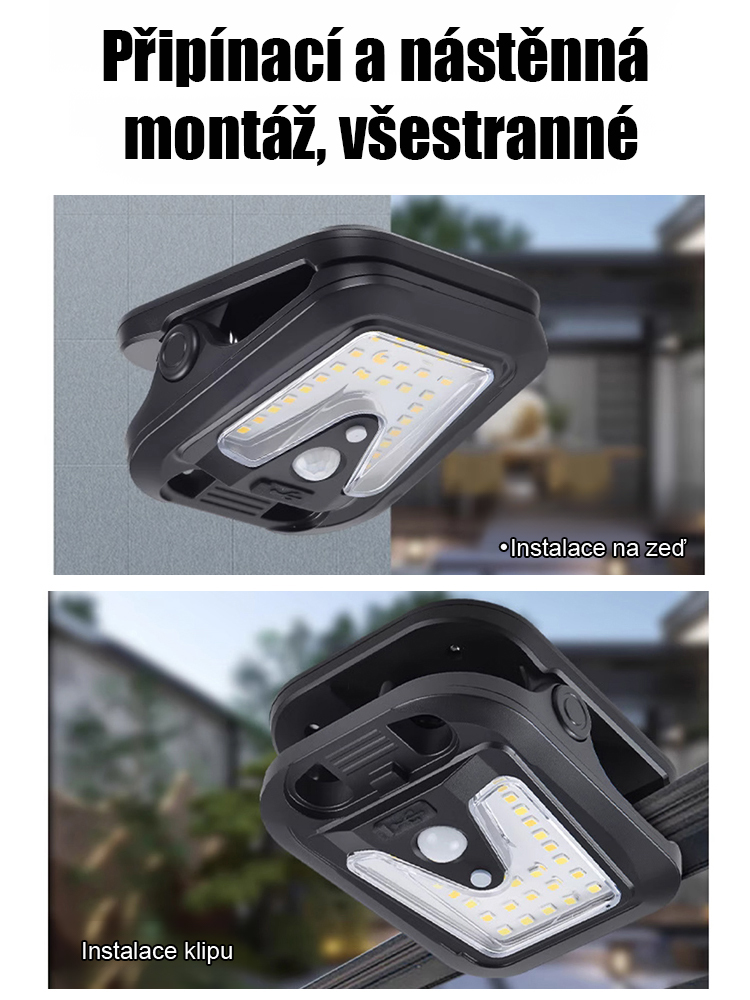 Inteligentní solární svítidlo s klipsem