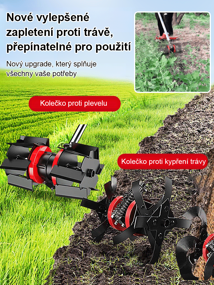 【Pro sekačky na trávu】Univerzální kola pro kypření půdy a odstraňování plevele