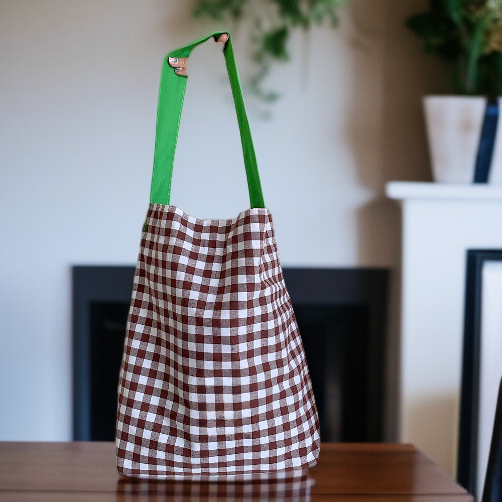 Dámská nová kontrastní barevná kostkovaná plátěná kabelka