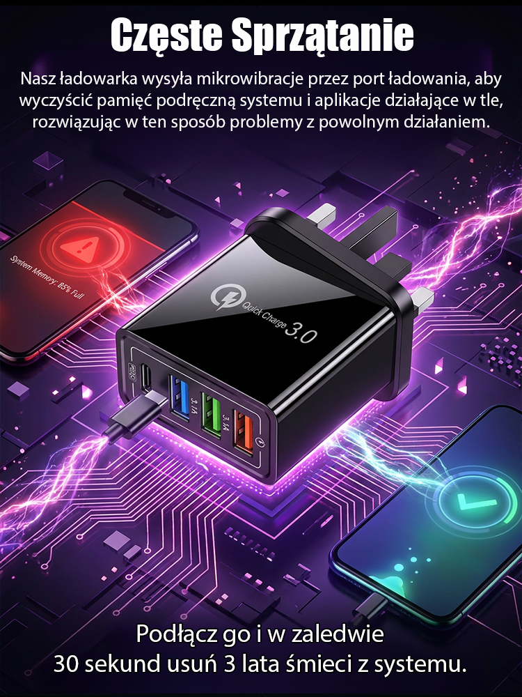 【Zvýšení výdrž mobilního telefonu】Cestovní nabíječka se čtyřmi porty⚡Nabíjí až 10× rychleji než běžné nabíječky  🔋Dejte sbohem sekání a přehřívání telefonu.   ✅ Kompatibilní se všemi zařízeními iPhone a Android. 100% záruka vrácení peněz.