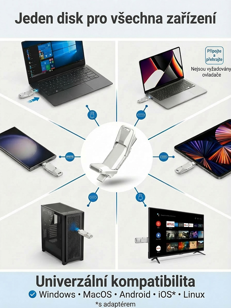 Revoluční 64TB přenosný SSD disk s duálním rozhraním (USB/Type-C)✨8s přenos 4K filmu  