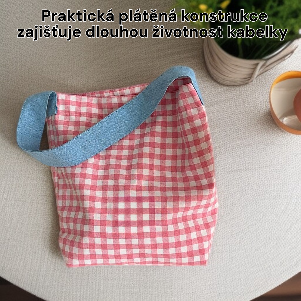 Dámská nová kontrastní barevná kostkovaná plátěná kabelka