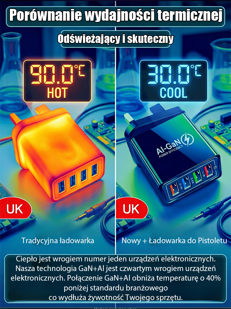 【Zvýšení výdrž mobilního telefonu】Cestovní nabíječka se čtyřmi porty⚡Nabíjí až 10× rychleji než běžné nabíječky  🔋Dejte sbohem sekání a přehřívání telefonu.   ✅ Kompatibilní se všemi zařízeními iPhone a Android. 100% záruka vrácení peněz.