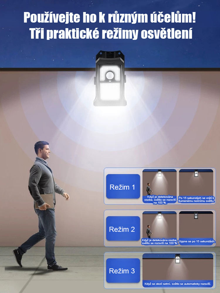 Inteligentní solární svítidlo s klipsem