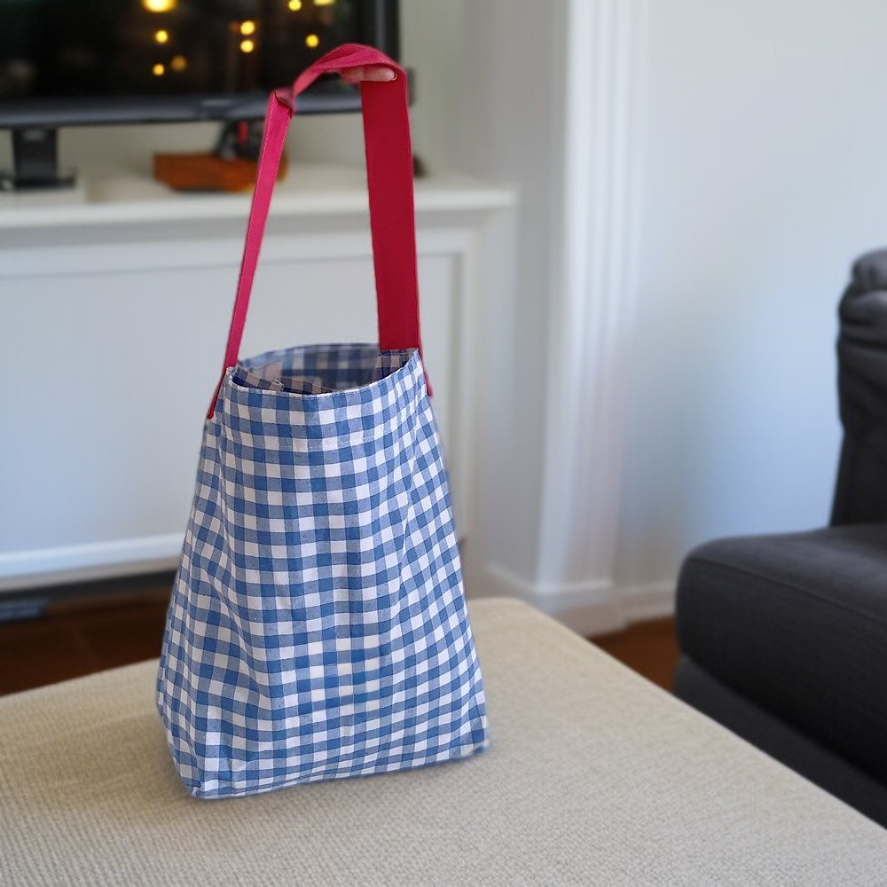 Dámská nová kontrastní barevná kostkovaná plátěná kabelka