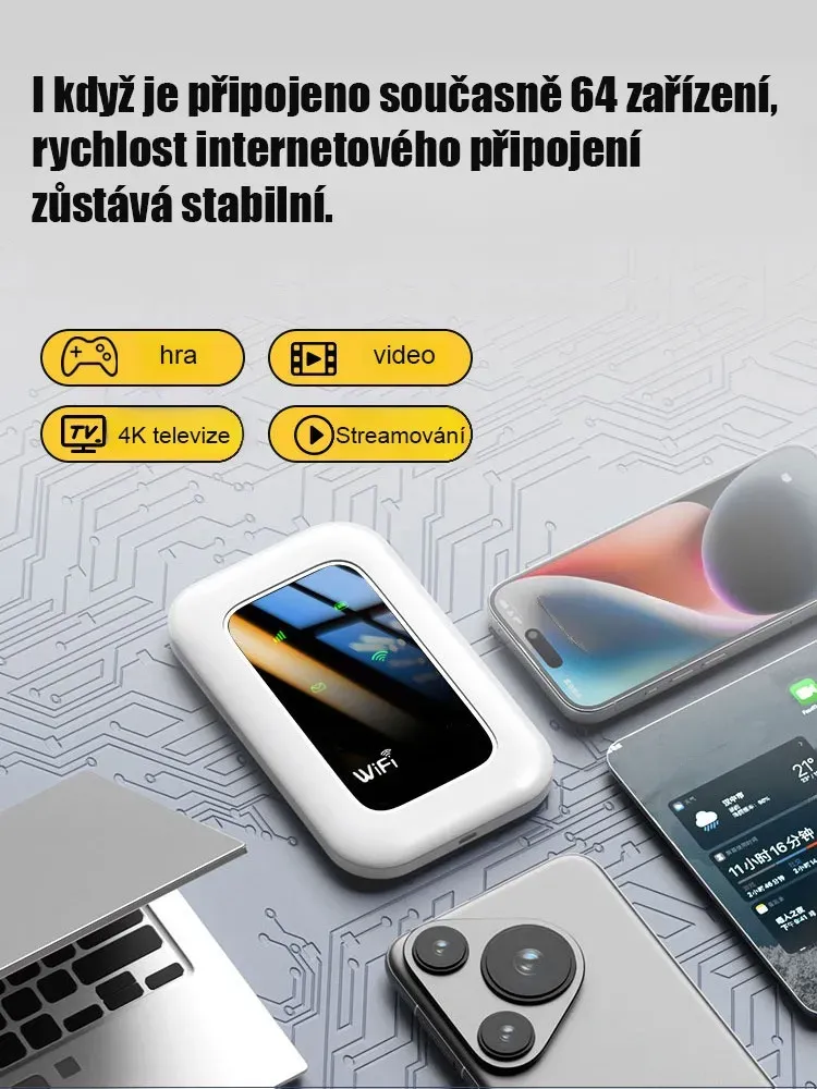 【14 dní na vyzkoušení zdarma】Žádné měsíční poplatky, okamžité připojení po zapnutí, silný signál a vysoká rychlost internetu. Lze použít, když jej zapnete, zdarma na celý život! Lehký a přenosný – užijte si vysokorychlostní 5G síť kdykoli a kdekoli. Časov