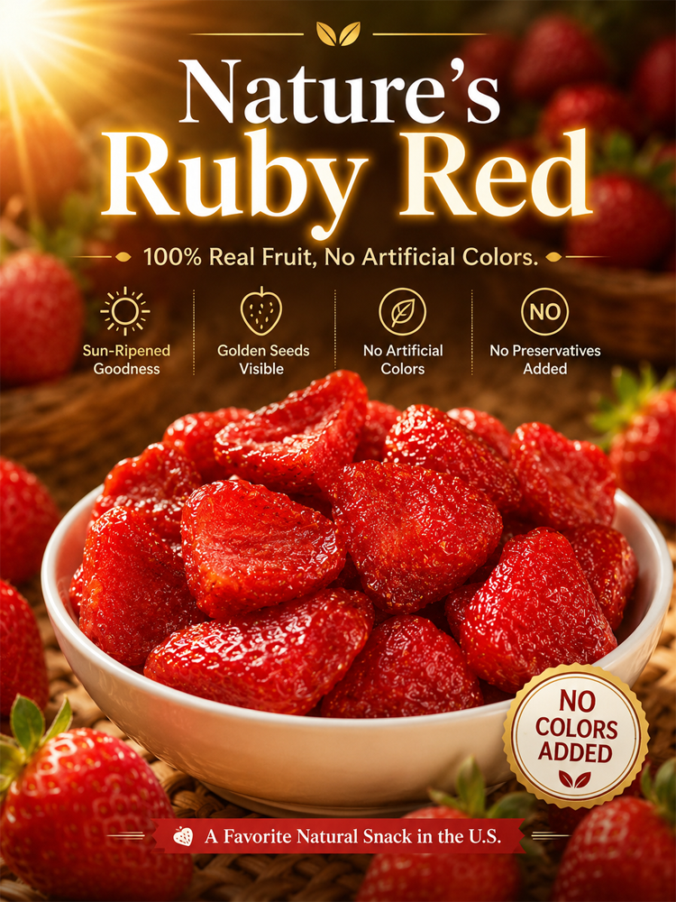 Made with carefully selected strawberries and gently dried to concentrate that rich strawberry flavor in every bite.