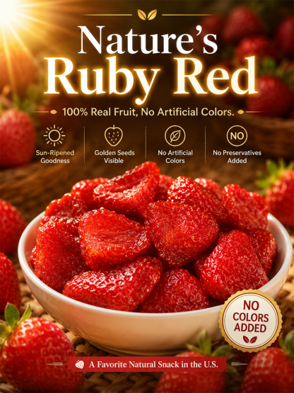 Made with carefully selected strawberries and gently dried to concentrate that rich strawberry flavor in every bite.