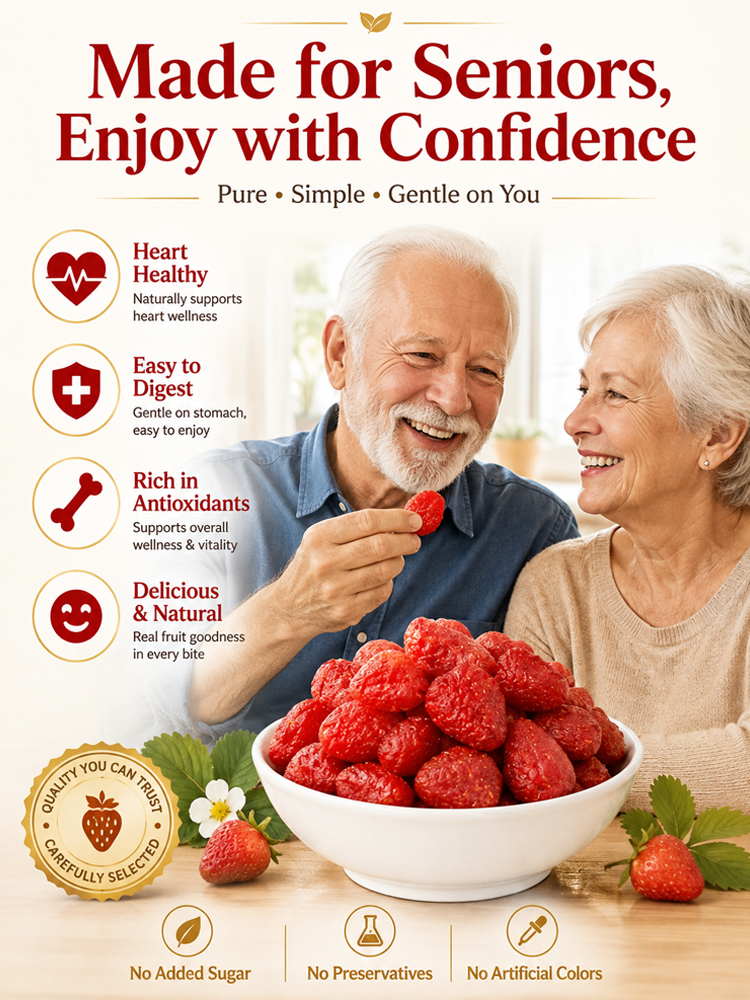 Made with carefully selected strawberries and gently dried to concentrate that rich strawberry flavor in every bite.