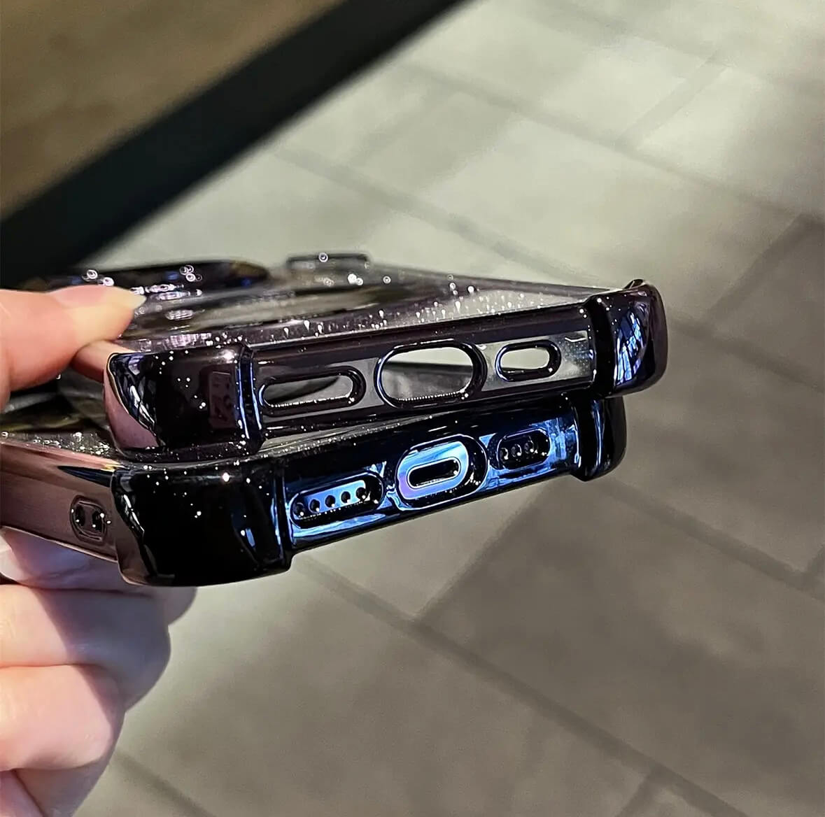 Transparent Sequin MagSafe Four Corners Shockproof Phone Case