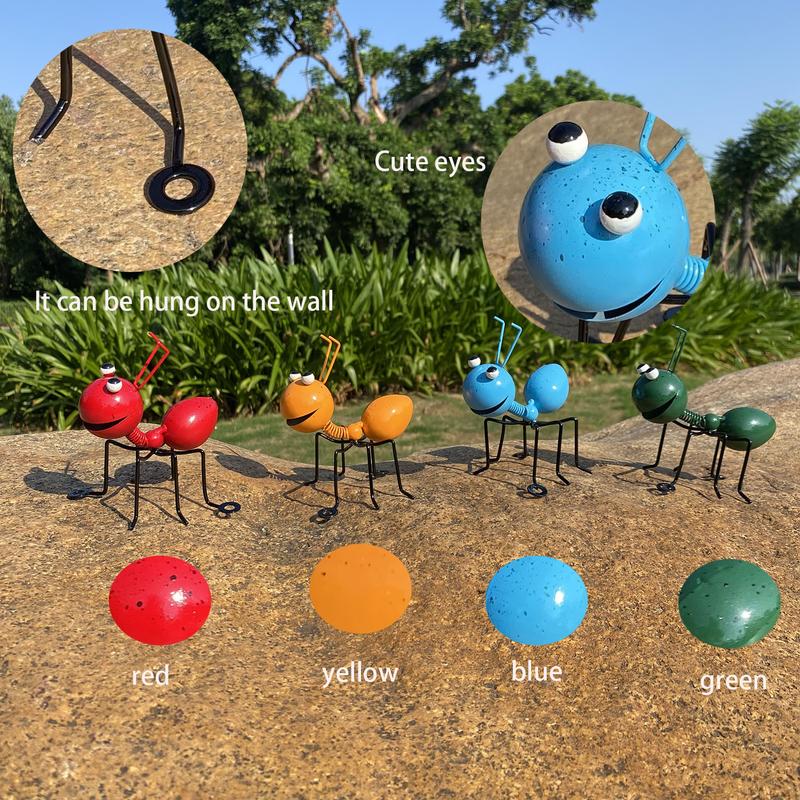 Creative Ant Design Garden Decoration, 4pcs/set Metal Ant Statue, Outdoor Garden Decor for Lawn, Tree, Pot, Window Sill