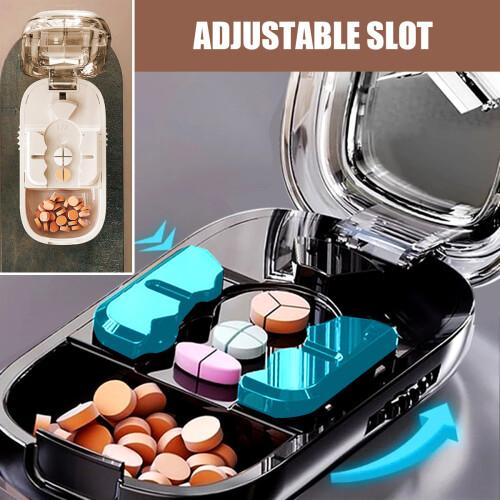 Multi-Compartment Pill Cutter & Organizer for Seniors &ndash; Travel-Friendly, Moisture-Proof with 1/2, 1/3, 1/4 Tablet Divider, Perfect for Medicine and Pills, Ideal Gift for Elderly, Available in Milky White & Starry Black