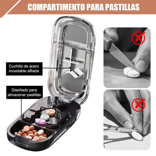 Multi-Compartment Pill Cutter & Organizer for Seniors &ndash; Travel-Friendly, Moisture-Proof with 1/2, 1/3, 1/4 Tablet Divider, Perfect for Medicine and Pills, Ideal Gift for Elderly, Available in Milky White & Starry Black