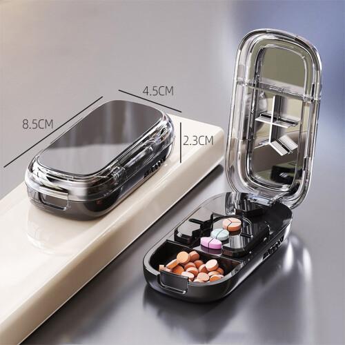 Multi-Compartment Pill Cutter & Organizer for Seniors &ndash; Travel-Friendly, Moisture-Proof with 1/2, 1/3, 1/4 Tablet Divider, Perfect for Medicine and Pills, Ideal Gift for Elderly, Available in Milky White & Starry Black