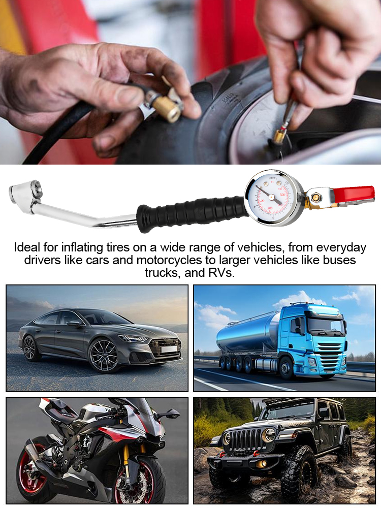 🔥Końcówka do szybkiego pompowania opon z manometrem