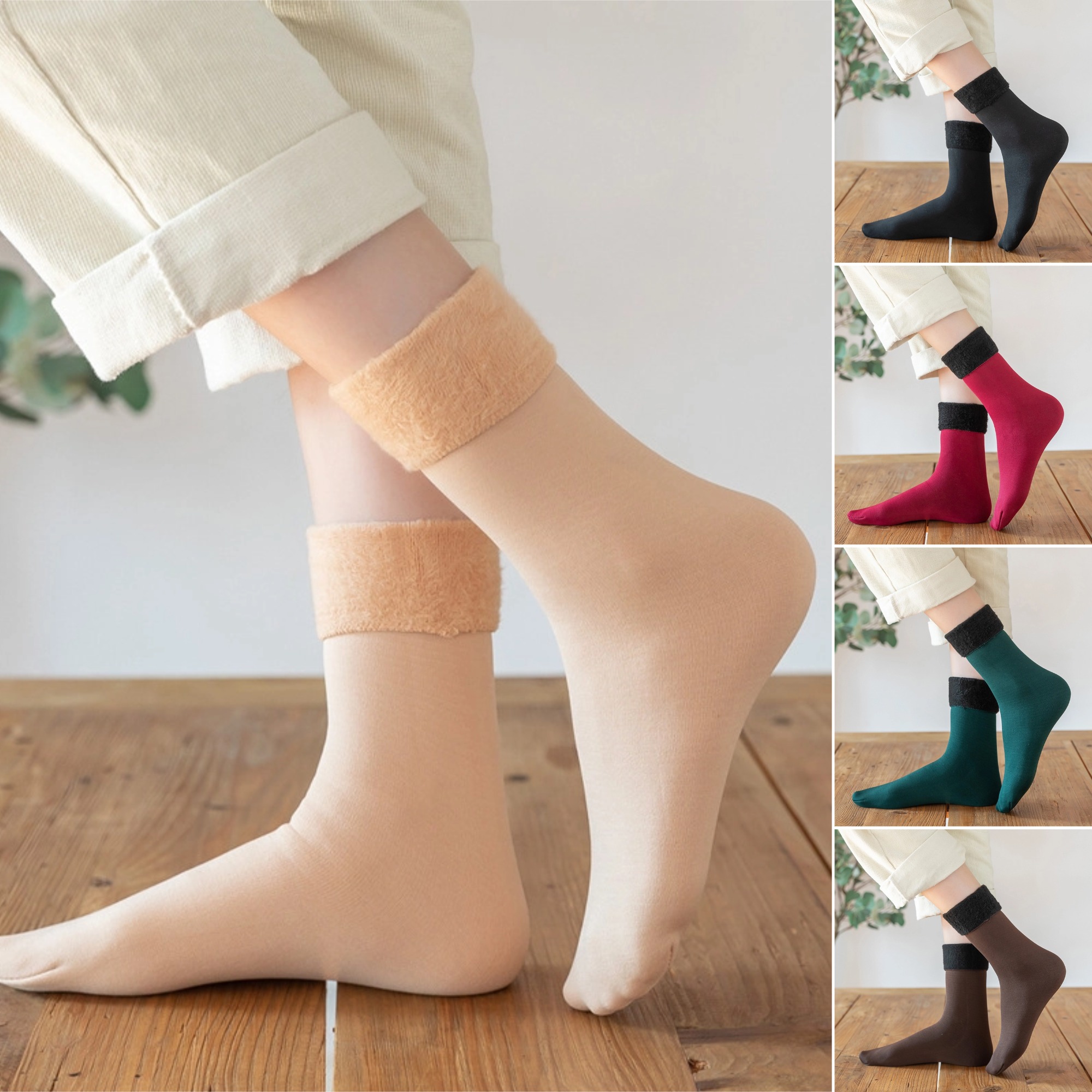 🧦Jesienno-zimowe skarpety śnieżne z poliestrową podszewką i grubym polarem