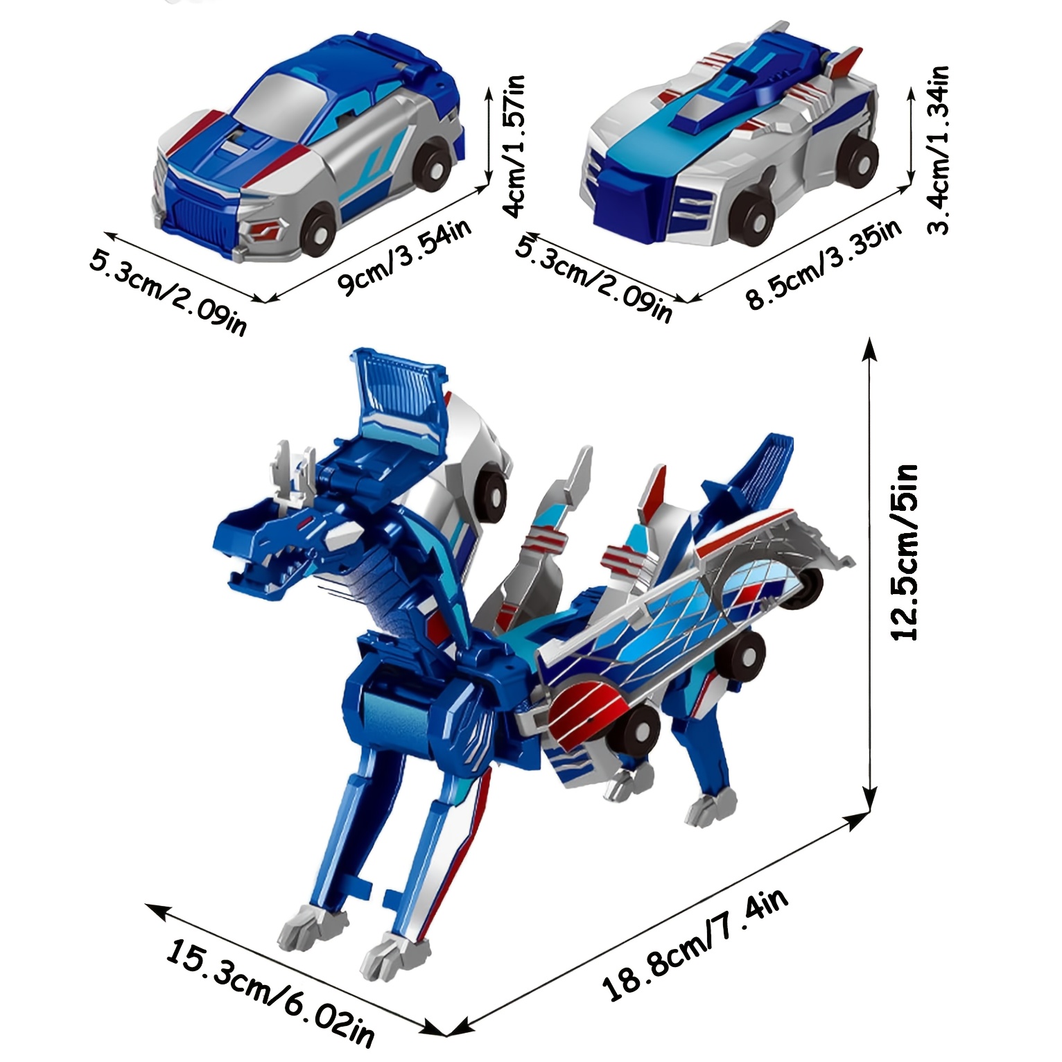 ⛄2 w 1 Transformujący samochód wyścigowy Dinozaur Automatyczna transformująca się zabawka