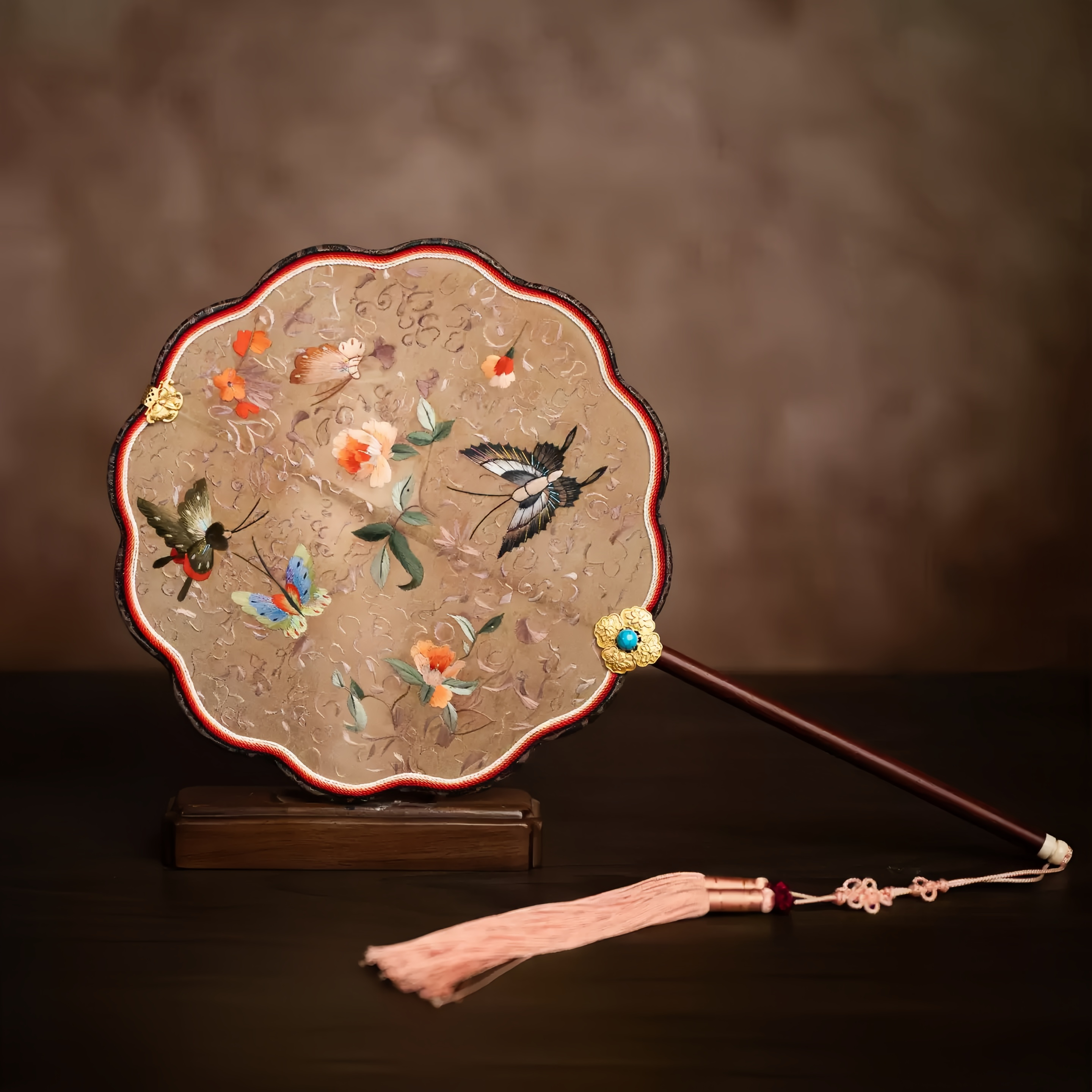 Suzhou Embroidered Beauty | ICH Embroidered Round Fan, Song Brocade Double-Sided Embroidery, Chinese Hanfu Fan, Specialty Gift