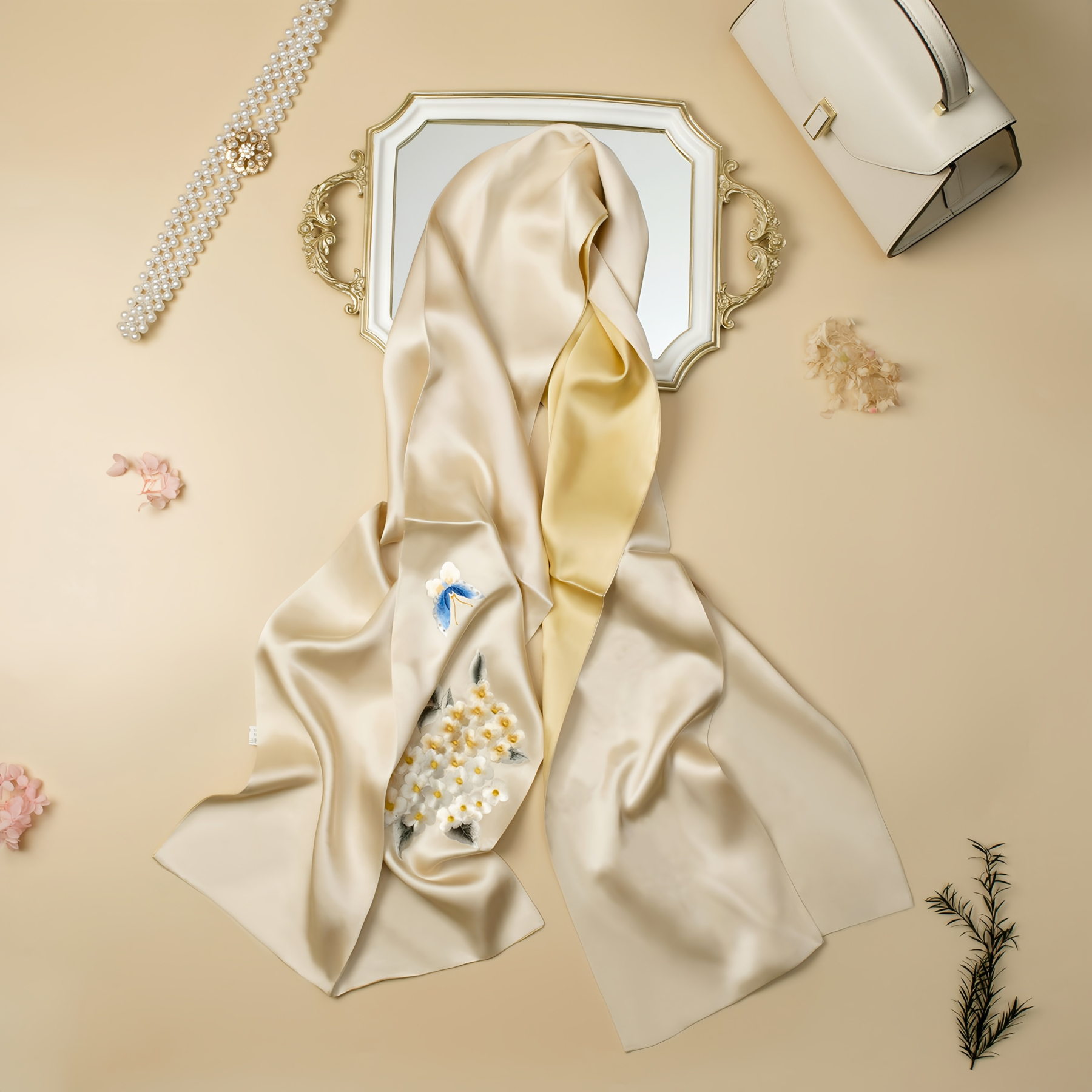 Hydrangea Suzhou Embroidery Silk Scarf