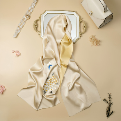 Hydrangea Suzhou Embroidery Silk Scarf