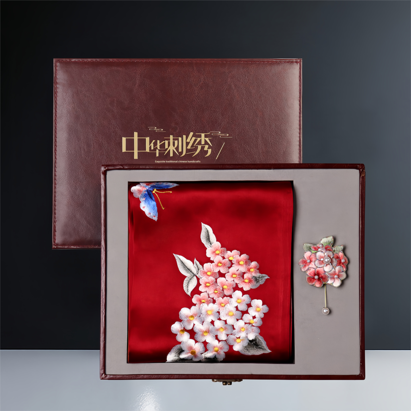 Hydrangea Suzhou Embroidery Silk Scarf