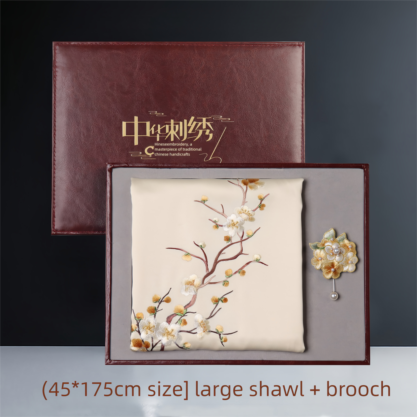 Plum Blossom Suzhou Embroidery Silk Scarf