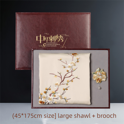 Plum Blossom Suzhou Embroidery Silk Scarf