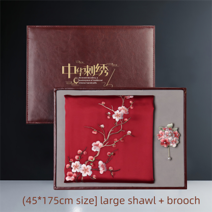 Plum Blossom Suzhou Embroidery Silk Scarf