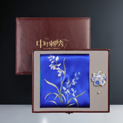 Clivia Miniata Suzhou Embroidery Silk Scarf