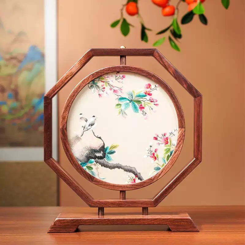 Handcrafted Double-Sided Suzhou Embroidery Tabletop Ornament Authentic Chinese Cultural Gift