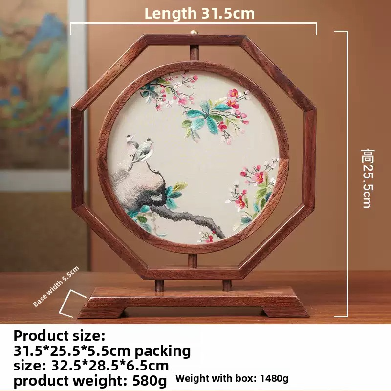Handcrafted Double-Sided Suzhou Embroidery Tabletop Ornament Authentic Chinese Cultural Gift